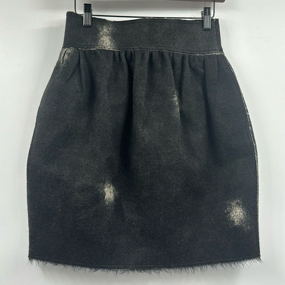 Fendi Mohair and Silk Distressed Knee Length Skirt